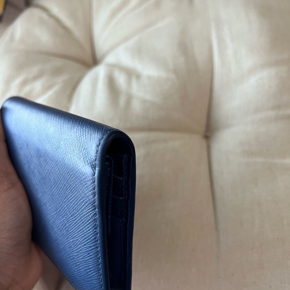 Prada Navy Blue Saffiano Leather Card Wallet with Gold Hardware - Picture 8 of 10